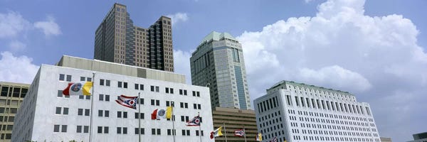 Ohio: USA, Ohio, Columbus, Cloud over tall building structures #2 by Panoramic Images