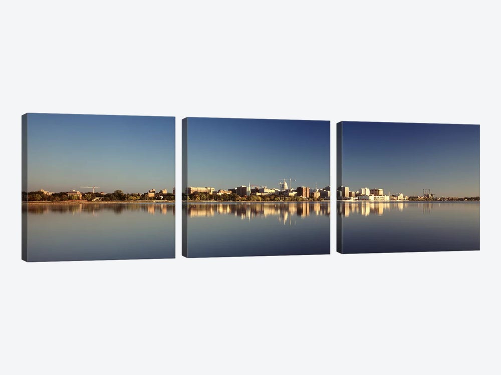 USA, Wisconsin, Madison, Lake Monona, City on a waterfront by Panoramic Images 3-piece Canvas Wall Art