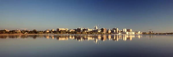Wisconsin: USA, Wisconsin, Madison, Lake Monona, City on a waterfront by Panoramic Images