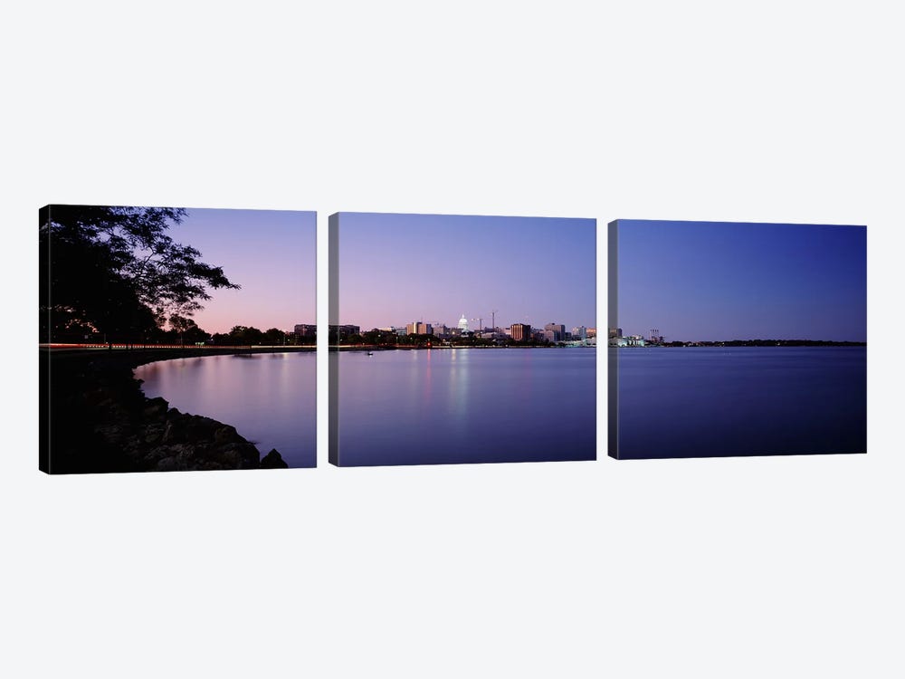 Buildings Along A Lake, Lake Monona, Madison, Wisconsin, USA by Panoramic Images 3-piece Art Print