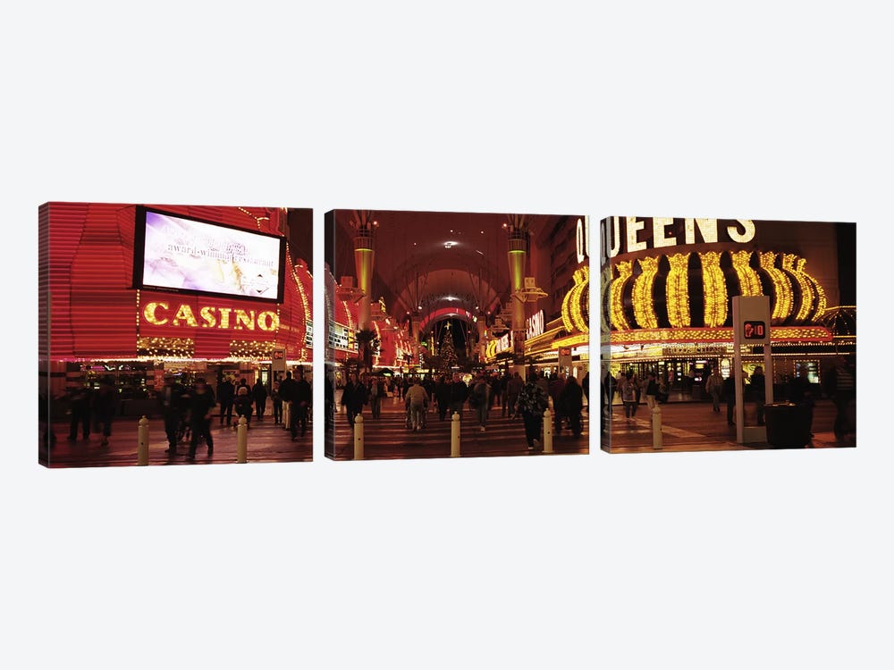 USA, Nevada, Las Vegas, The Fremont Street, Large group of people at a market street by Panoramic Images 3-piece Canvas Art