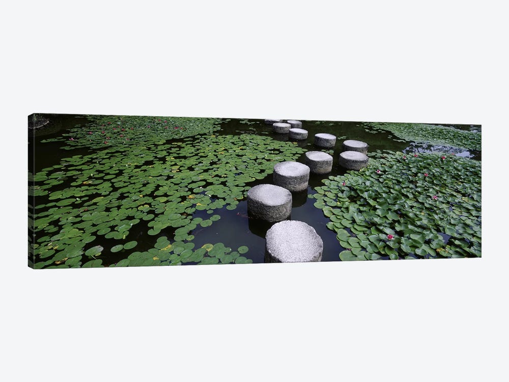 Water Lilies And Stepping Stones In A Pond, Heian Shrine, Sakyo-ku, Kyoto, Japan by Panoramic Images 1-piece Canvas Art Print