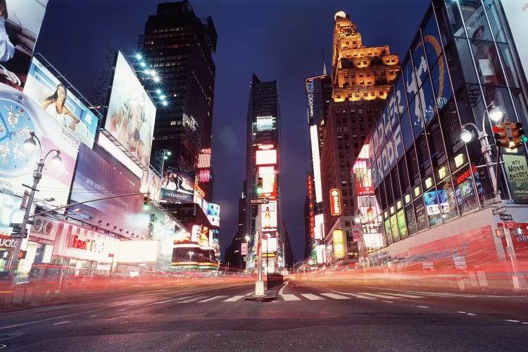 Nighttime Blurred Motion, Times Square, New York City, New York, USA