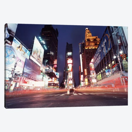 Nighttime Blurred Motion, Times Square, New York City, New York, USA Canvas Print #PIM4706} by Panoramic Images Art Print