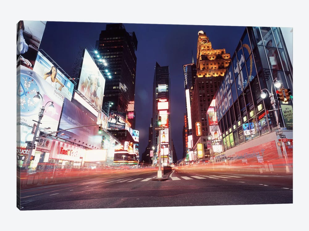 Nighttime Blurred Motion, Times Square, New York City, New York, USA by Panoramic Images 1-piece Canvas Art Print