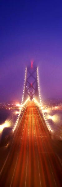 Blue: High angle view of suspension bridgeOakland Bay Bridge, San Francisco, California, USA by Panoramic Images