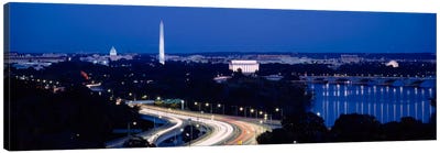 Traffic on the roadWashington Monument, Washington DC, USA Canvas Art Print - Washington D.C. Art