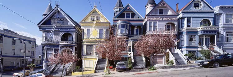 Cars Parked In Front Of Victorian Houses, San Francisco, California, USA