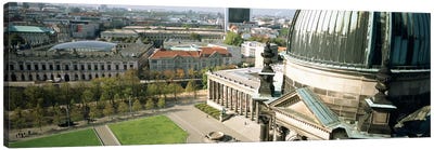 High angle view of a formal garden in front of a church, Berlin Dome, Altes Museum, Berlin, Germany Canvas Art Print - Christian Art