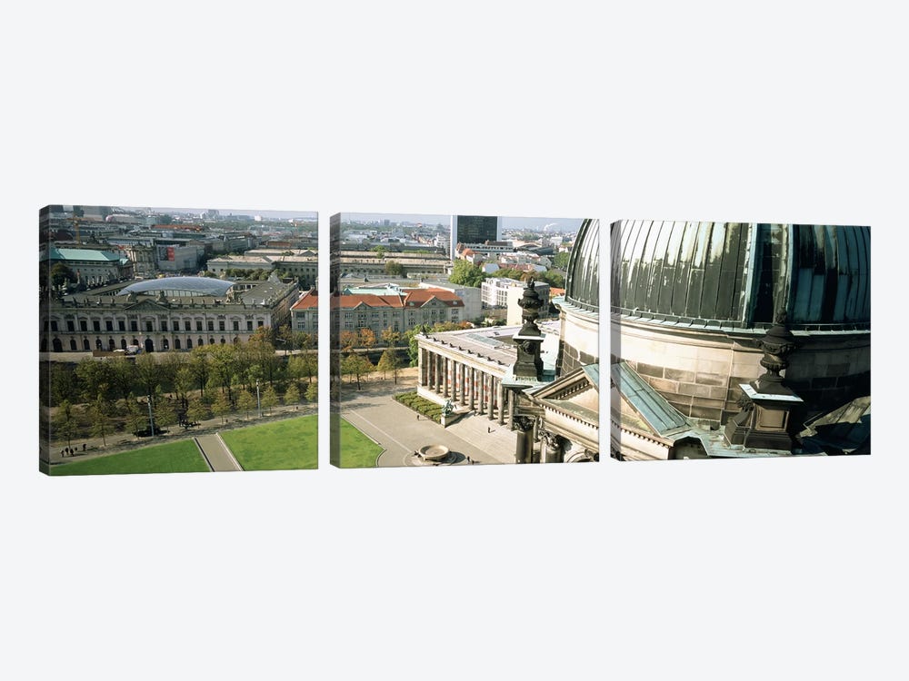 High angle view of a formal garden in front of a church, Berlin Dome, Altes Museum, Berlin, Germany by Panoramic Images 3-piece Art Print
