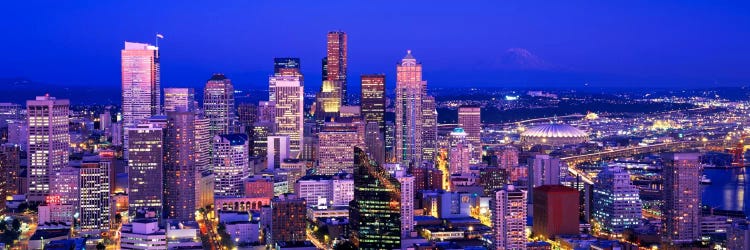 USAWashington, Seattle, cityscape at dusk by Panoramic Images wall art