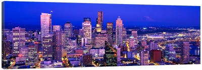 USAWashington, Seattle, cityscape at dusk Canvas Art Print - Seattle Art