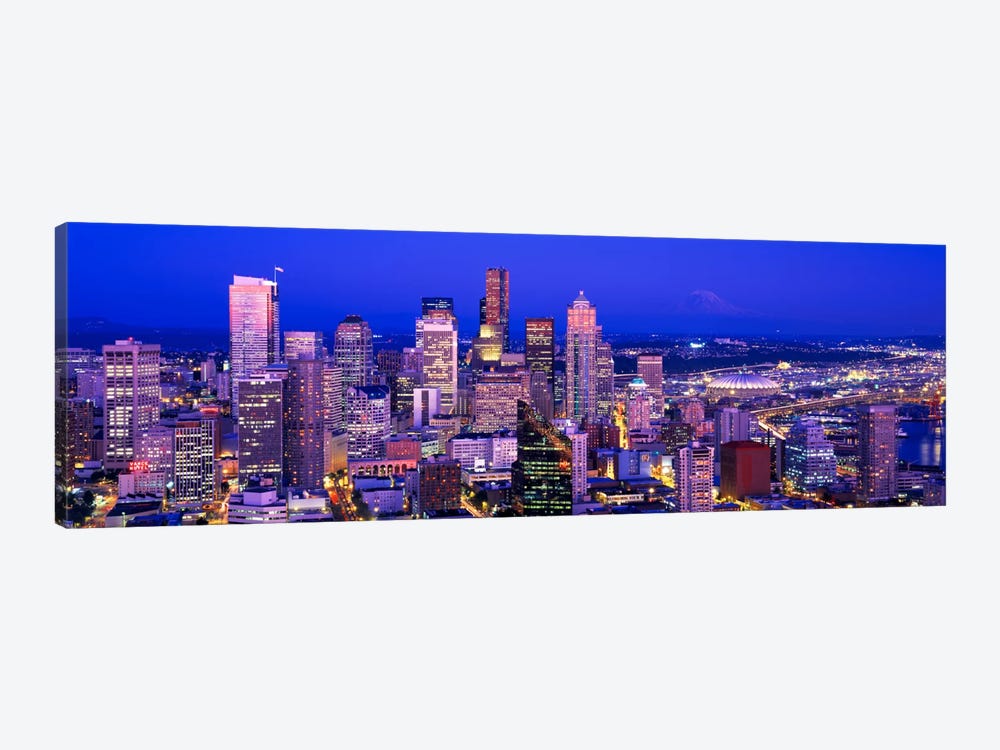 USAWashington, Seattle, cityscape at dusk by Panoramic Images 1-piece Canvas Print