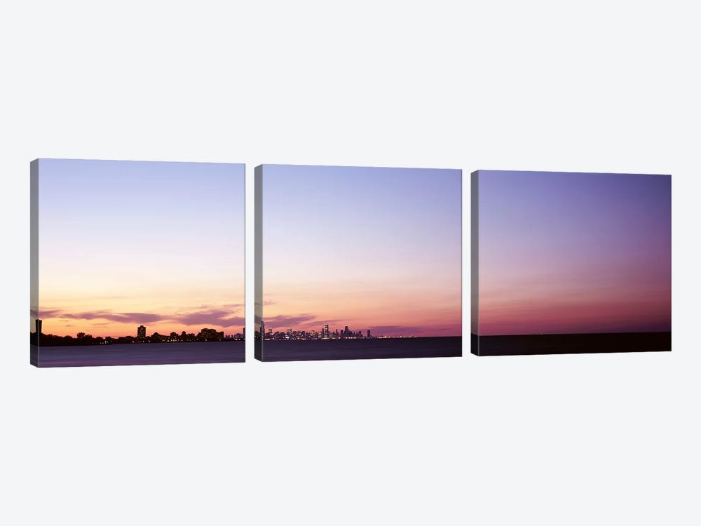 Skyscrapers At Dusk, Chicago, Illinois, USA by Panoramic Images 3-piece Art Print