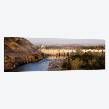High angle view of a dam on a river, Nimbus Dam, American River, Sacramento County, California, USA Canvas Print #PIM4736} by Panoramic Images Canvas Art