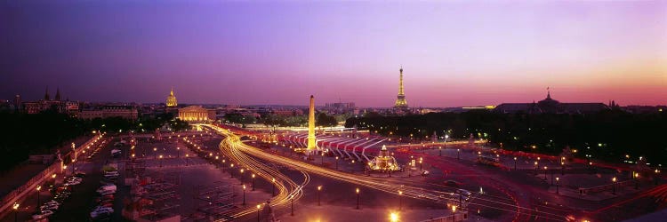 High angle view of Paris at dusk