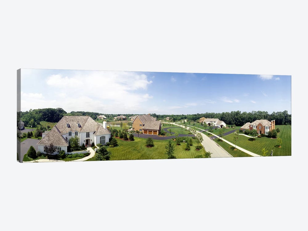 High angle view of houses on a field by Panoramic Images 1-piece Canvas Art
