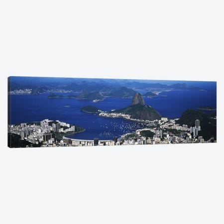 Aerial View Of Sugarloaf Mountain And Guanabara Bay, Rio de Janeiro, Brazil Canvas Print #PIM4752} by Panoramic Images Canvas Art Print