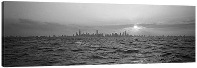 Sunset Over A City, Chicago, Illinois, USA Canvas Art Print - Black & White Cityscapes