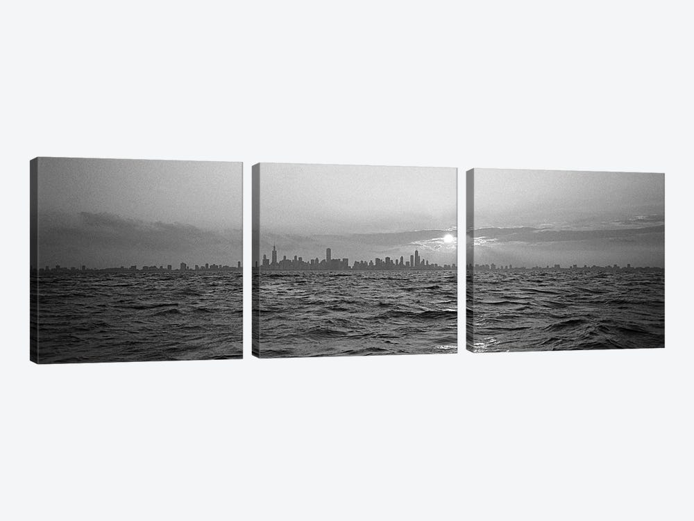 Sunset Over A City, Chicago, Illinois, USA by Panoramic Images 3-piece Canvas Print