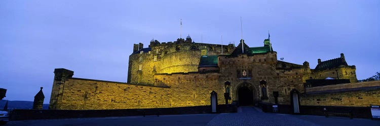 An Illuminated Edinburgh Castle At Night, Edinburgh, Scotland, United Kingdom