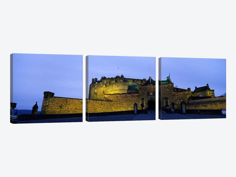 An Illuminated Edinburgh Castle At Night, Edinburgh, Scotland, United Kingdom by Panoramic Images 3-piece Canvas Art