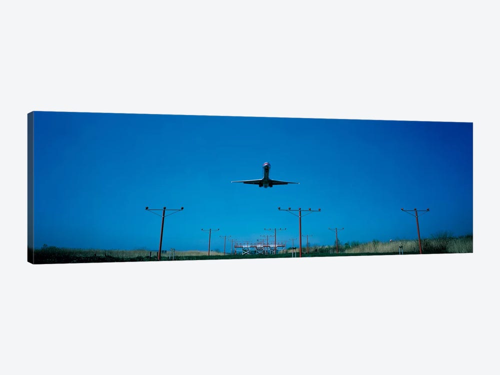 Airplane landing Philadelphia International Airport PA USA by Panoramic Images 1-piece Canvas Art Print