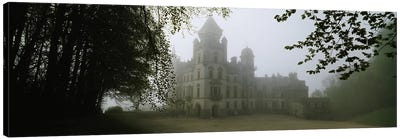 Foggy Morning, Dunrobin Castle, Sutherland, Highland, Scotland, United Kingdom Canvas Art Print - Castle & Palace Art