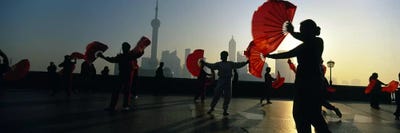 Silhouette Of A Group Of People Exercising, The Bund, Shanghai, China by Panoramic Images acrylic art print