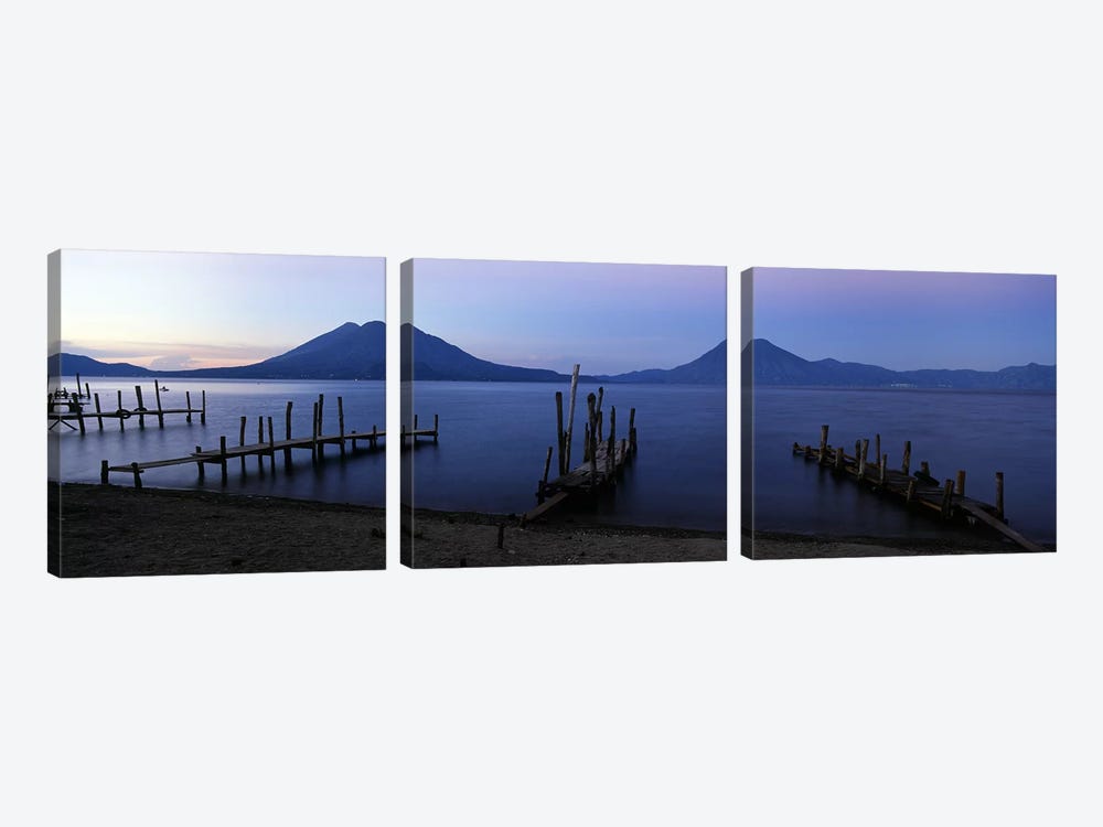 Crude Docks Along The Shore, Lake Atitlan, Solola, Guatemala by Panoramic Images 3-piece Canvas Art Print