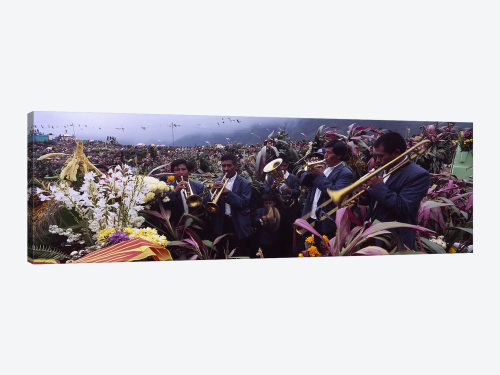 Musicians Celebrating All Saint's Day By Playing Trumpet, Zunil, Guatemala by Panoramic Images 1-piece Canvas Artwork