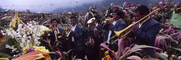 Trumpets: Musicians Celebrating All Saint's Day By Playing Trumpet, Zunil, Guatemala by Panoramic Images