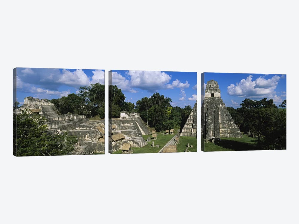 Ancient Ruins Of Yax Mutal (Tikal), El Peten, Guatemala by Panoramic Images 3-piece Canvas Print