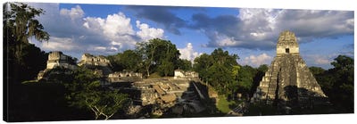 Shadows Over The Ancient Ruins Of Yax Mutal (Tikal), El Peten, Guatemala Canvas Art Print - Ancient Ruins Art