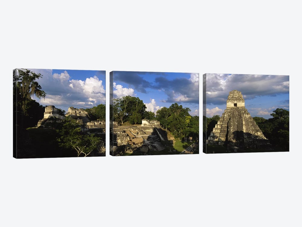 Shadows Over The Ancient Ruins Of Yax Mutal (Tikal), El Peten, Guatemala by Panoramic Images 3-piece Art Print