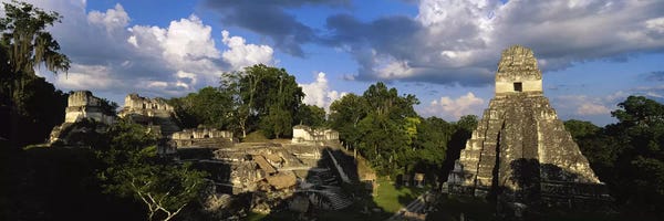 Central America: Shadows Over The Ancient Ruins Of Yax Mutal (Tikal), El Peten, Guatemala by Panoramic Images