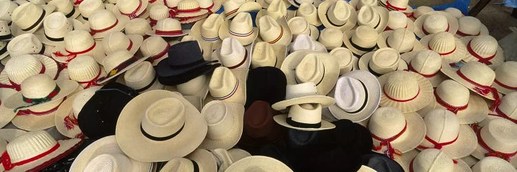 High Angle View Of Hats In A Market Stall, San Francisco El Alto, Guatemala by Panoramic Images wall art