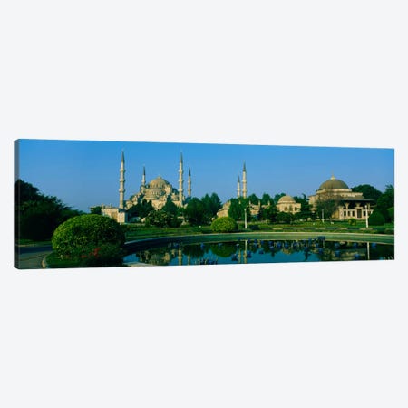 Garden in front of a mosque, Blue Mosque, Istanbul, Turkey Canvas Print #PIM480} by Panoramic Images Canvas Wall Art