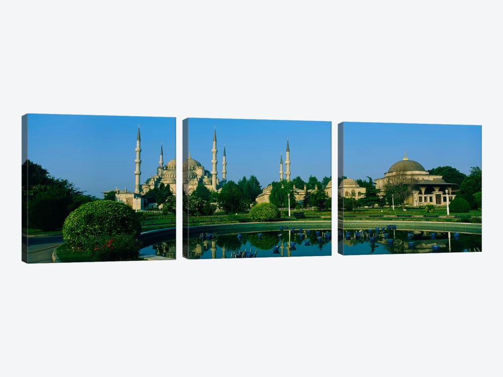 Garden in front of a mosque, Blue Mosque, Istanbul, Turkey by Panoramic Images 3-piece Canvas Art Print