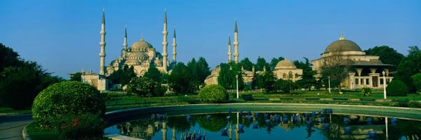 Garden in front of a mosque, Blue Mosque, Istanbul, Turkey