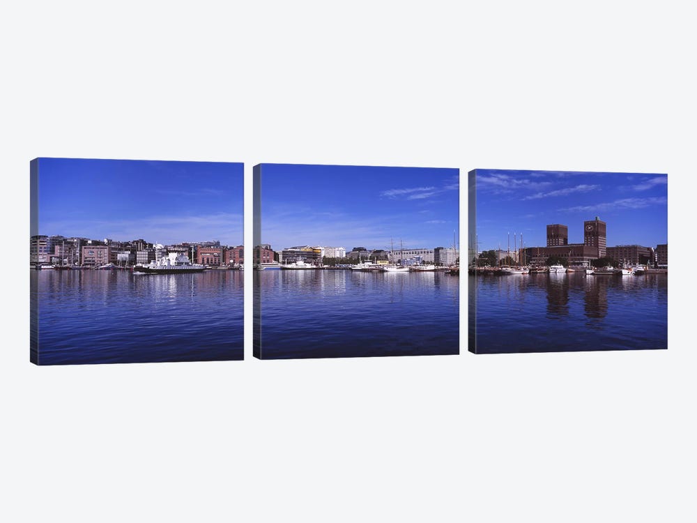 Waterfront Architecture, Oslo Harbor, Oslo, Ostlandet, Norway by Panoramic Images 3-piece Canvas Print