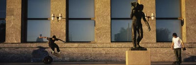 Skateboarders In Front Of Radhuset (City Hall), Oslo, Ostlandet, Norway by Panoramic Images multi panel art