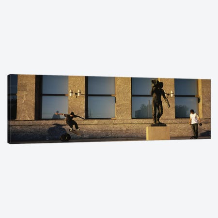 Skateboarders In Front Of Radhuset (City Hall), Oslo, Ostlandet, Norway Canvas Print #PIM4812} by Panoramic Images Canvas Wall Art