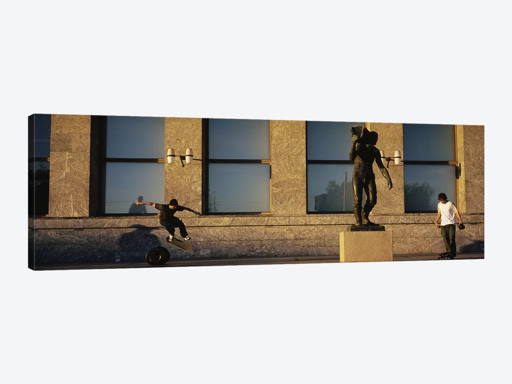 Skateboarders In Front Of Radhuset (City Hall), Oslo, Ostlandet, Norway by Panoramic Images 1-piece Canvas Artwork