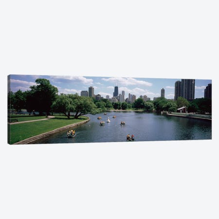 High angle view of a group of people on a paddle boat in a lake, Lincoln Park, Chicago, Illinois, USA Canvas Print #PIM4814} by Panoramic Images Canvas Print