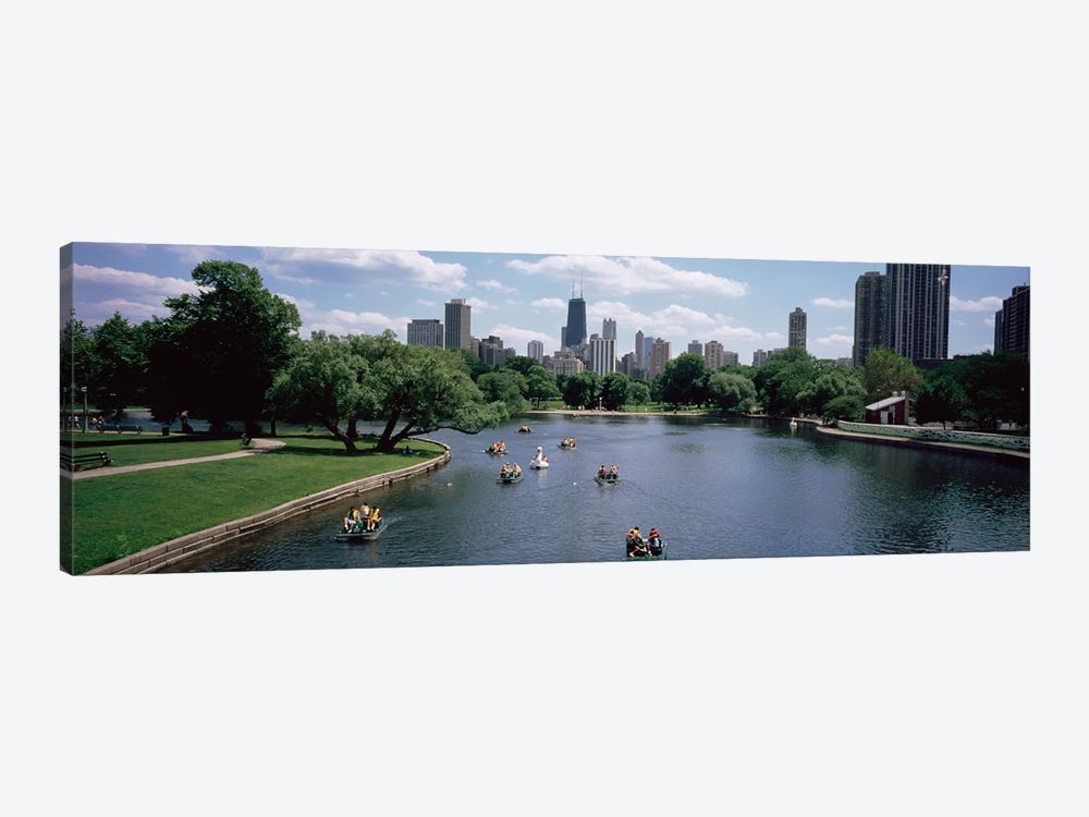 High angle view of a group of people on a paddle boat in a lake, Lincoln Park, Chicago, Illinois, USA by Panoramic Images 1-piece Canvas Art