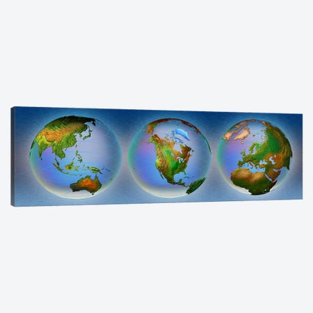Close-up of three globes Canvas Print #PIM4833} by Panoramic Images Canvas Artwork
