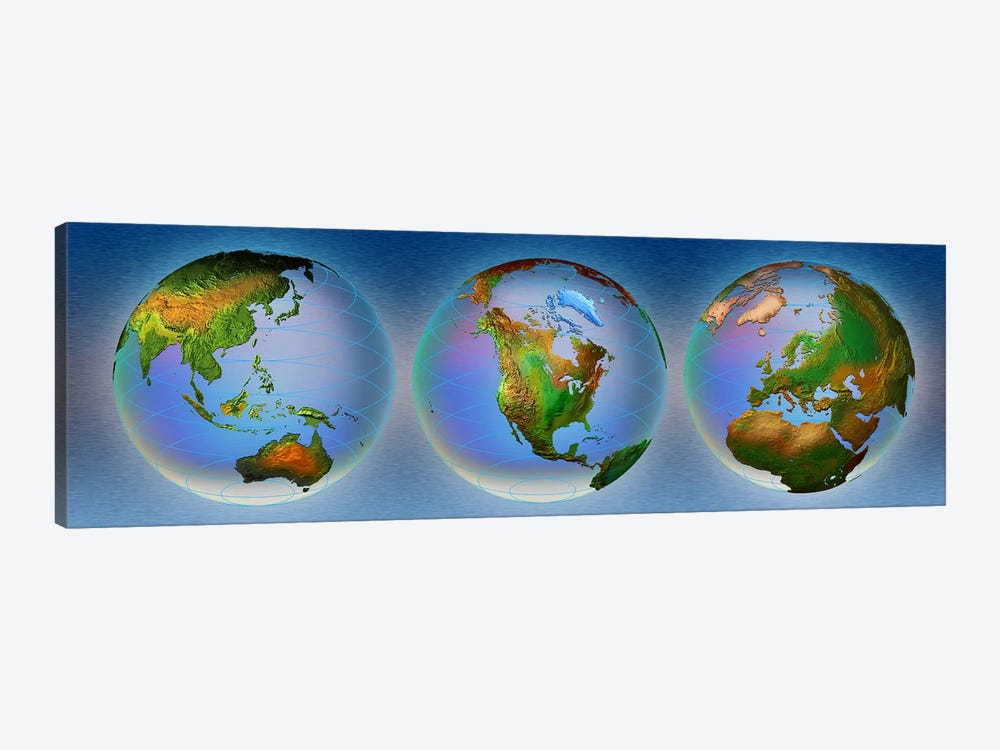 Close-up of three globes by Panoramic Images 1-piece Canvas Print