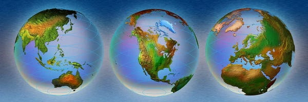 Globes: Close-up of three globes by Panoramic Images