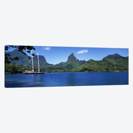 A Lone Sailboat, Opunohu Bay, Mo'orea, Windward Islands, Society Islands, French Polynesia Canvas Print #PIM4840} by Panoramic Images Canvas Print